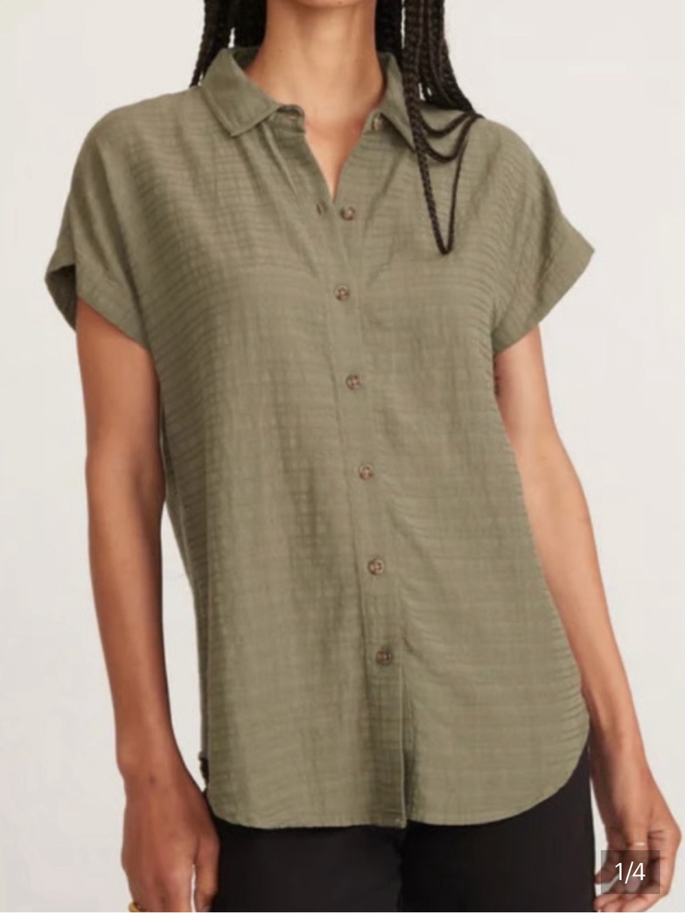 Short-Sleeve Linen Shirt by marine layer, very generous size xs never worn